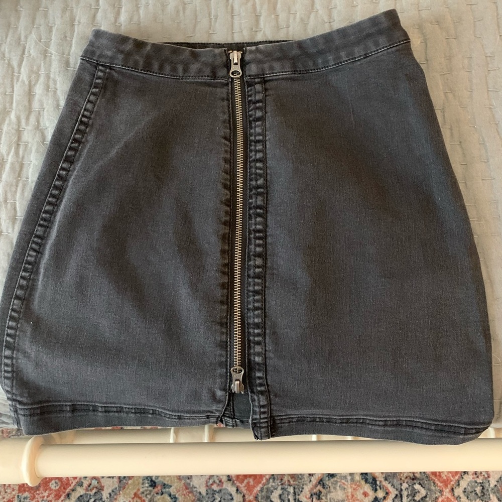 Free People Black Denim Skirt